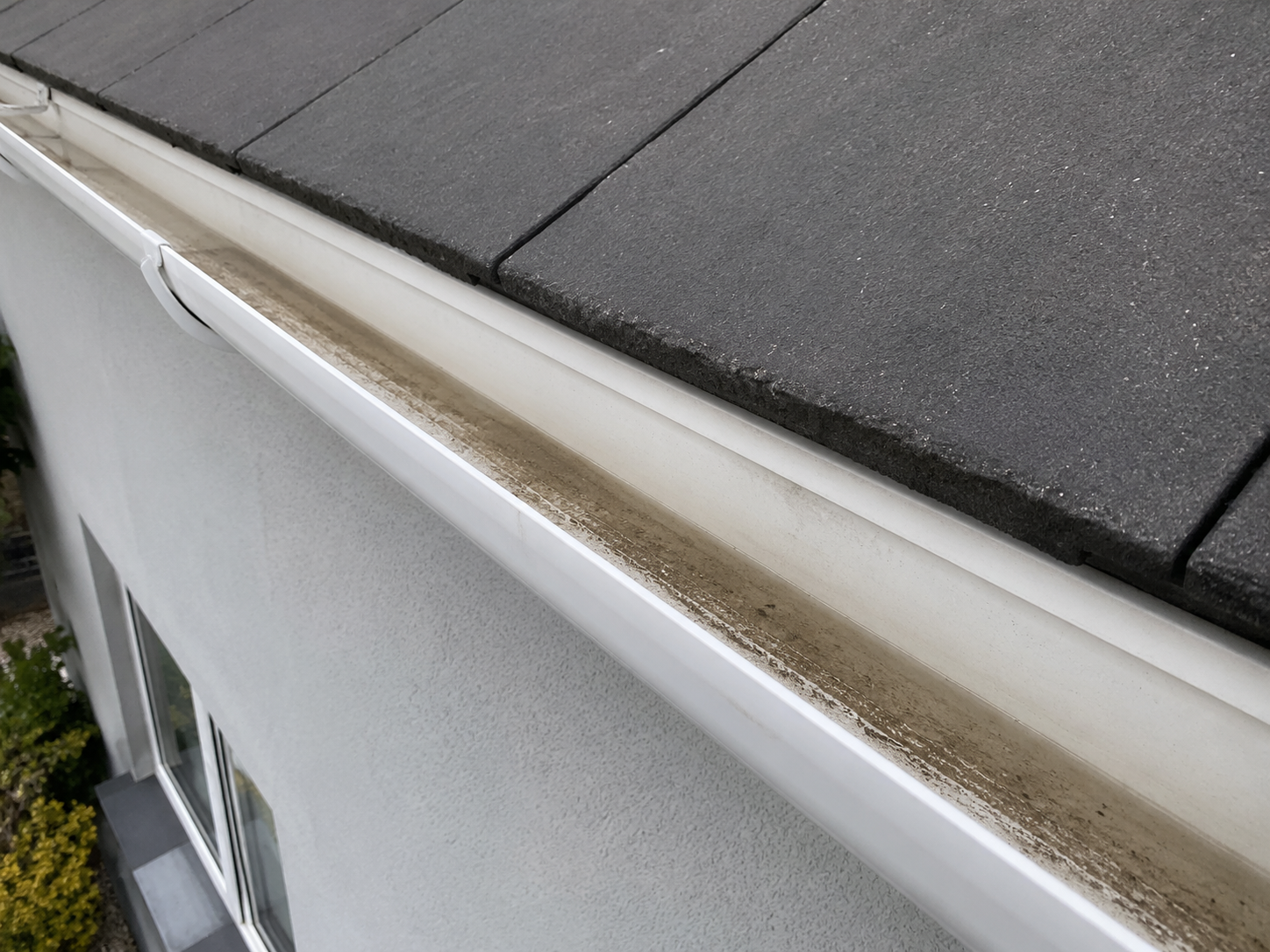 Clear-flowing gutter after professional cleaning in coastal County Wexford