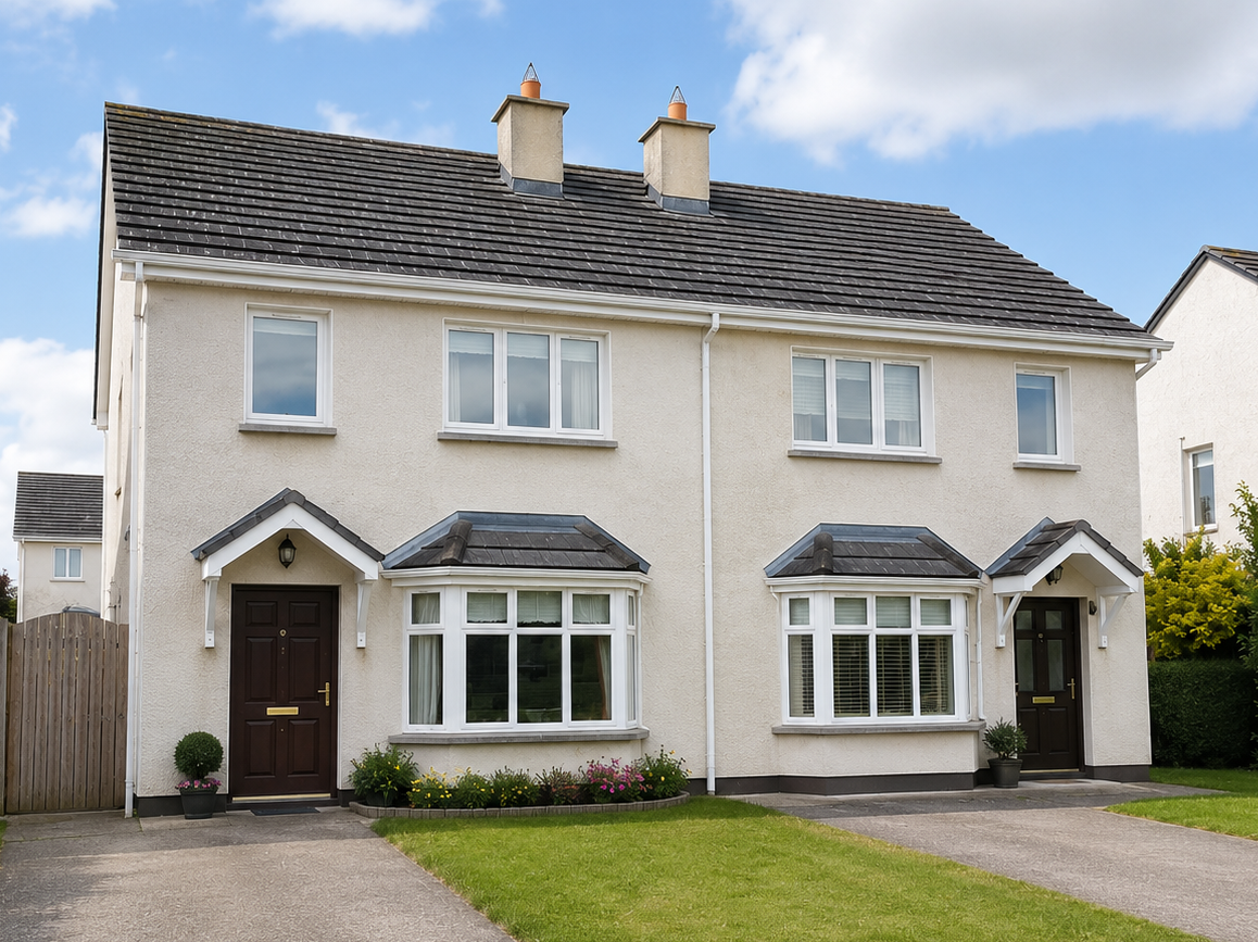 Stock image of a semi-detached home for ÉireShine window cleaning guide pricing